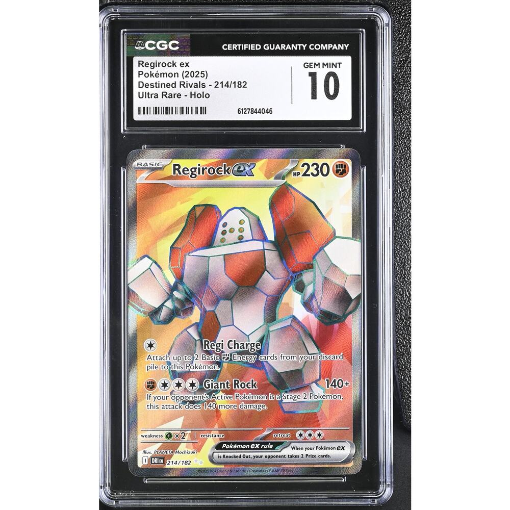 CGC 10 GEM MINT Regirock ex 214/182 Pokémon 2025 Destined Rivals Ultra Rare Holo
